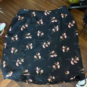 Liz Claiborne Black Skirt with Pink Floral Design